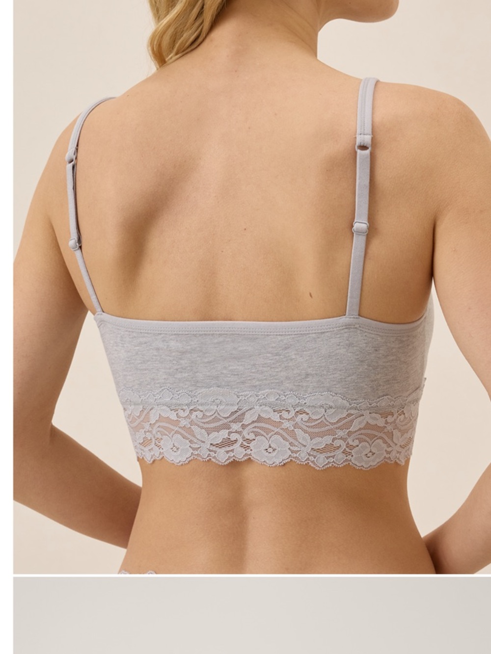 Pact Light Gray Lace Trim Bralette Size Small - Picture 3 of 6